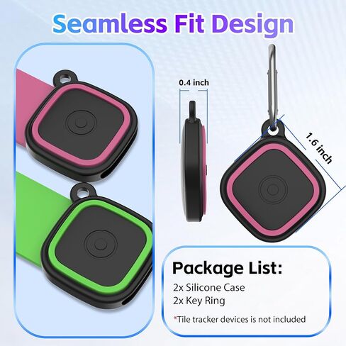 2-Pack Silicone Case for Tile Mate (2024/2022), Rugged Full Protective Cover for Tile Life360 Mate Tracker Anti-Slip Soft Tlie Mate Holder with Key Ring for Keys, Bag, Luggage, Pets (Black+Blue) in Kuwait