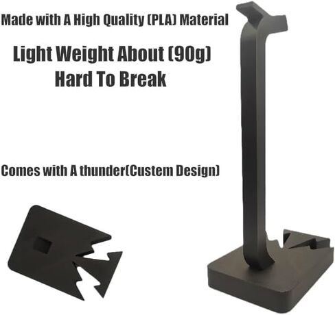 Modern Black Headphone Stand with Unique Star‑Shaped Base – Universal Headset Holder and Desk Organizer. and a Custom Text Add(Optoinal) in Saudi Arabia