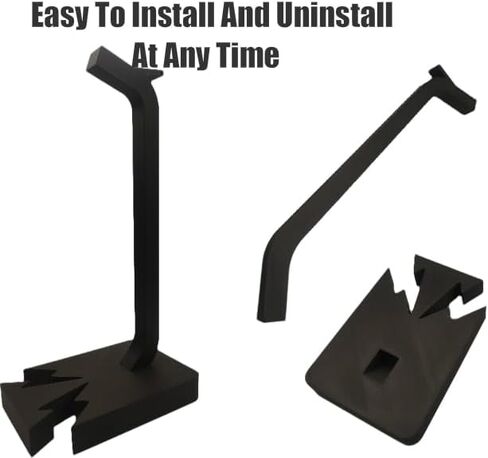 Modern Black Headphone Stand with Unique Star‑Shaped Base – Universal Headset Holder and Desk Organizer. and a Custom Text Add(Optoinal) in Saudi Arabia