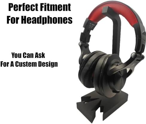 Modern Black Headphone Stand with Unique Star‑Shaped Base – Universal Headset Holder and Desk Organizer. and a Custom Text Add(Optoinal) in Saudi Arabia