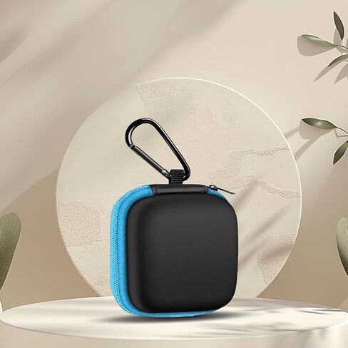 Square Earbud Case Portable EVA Carrying Case Storage Bag Cell Phone Accessories Organizer with Carabiner for Earphone, Earbud, Earpieces, SD Memory Card, Camera Chips-Black, 1 Pack in Saudi Arabia