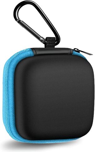 Square Earbud Case Portable EVA Carrying Case Storage Bag Cell Phone Accessories Organizer with Carabiner for Earphone, Earbud, Earpieces, SD Memory Card, Camera Chips-Black, 1 Pack in Saudi Arabia
