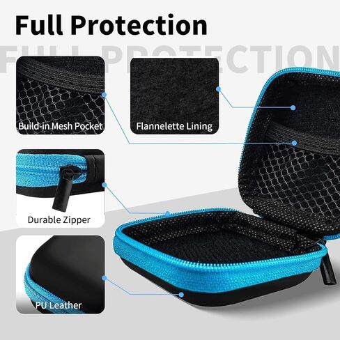 Square Earbud Case Portable EVA Carrying Case Storage Bag Cell Phone Accessories Organizer with Carabiner for Earphone, Earbud, Earpieces, SD Memory Card, Camera Chips-Black, 1 Pack in Saudi Arabia