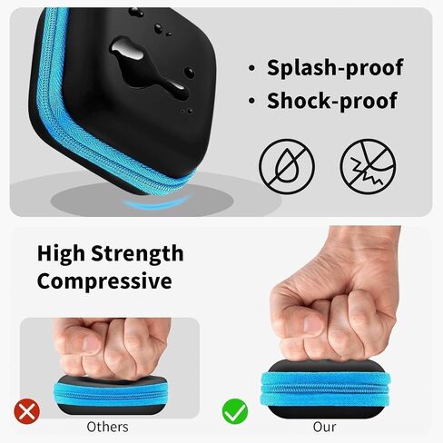 Square Earbud Case Portable EVA Carrying Case Storage Bag Cell Phone Accessories Organizer with Carabiner for Earphone, Earbud, Earpieces, SD Memory Card, Camera Chips-Black, 1 Pack in Saudi Arabia