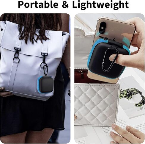 Square Earbud Case Portable EVA Carrying Case Storage Bag Cell Phone Accessories Organizer with Carabiner for Earphone, Earbud, Earpieces, SD Memory Card, Camera Chips-Black, 1 Pack in Saudi Arabia