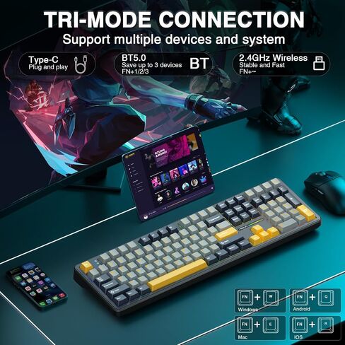 Aula Wireless Keyboard و Mouse Combo ، F108 Full Size Mechanical Keyboard SC580 Tri-Mode Mouse in Saudi Arabia