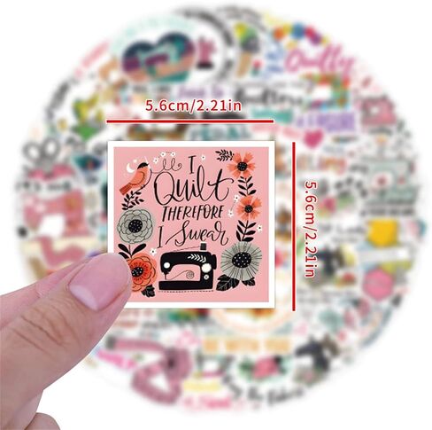 55Pcs Quilting Stickers Sewing Machine Theme Waterproof Vinyl for Sewing for Cup Water Bottles Laptop Luggage Computer Mobile Phone Guitar Skateboard Decoration (Sewing) in Kuwait