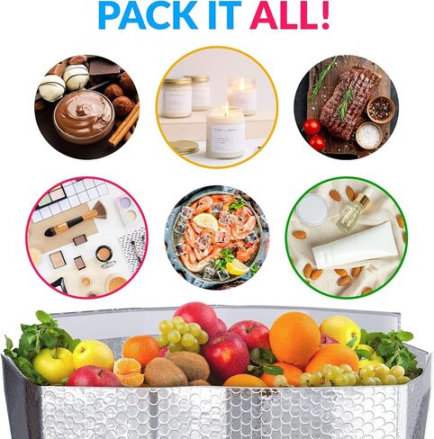 ABC Foil Insulated Box Liners 10" x 10" x 10", Pack of 5 Silver Insulated Shipping Boxes for Frozen Food, Odorless Insulated Shipping Containers, Leakproof Cold Shipping Boxes for Frozen Fish, Meat in Saudi Arabia