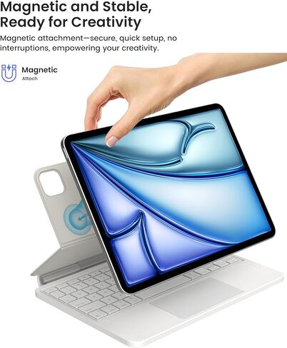 طبقة لوحة مفاتيح TypeCase Studio لـ iPad Air 11 "(M3/M2) & Pro 11" (4th/3rd/2nd/1st Gen) والهواء 10.9 "5/4th Gen- انقر في أي مكان تتبع لوحة مفاتيح iPad متعددة الزوايا للنوع والرسم والقراءة ، الأبيض ، الأبيض in Kuwait