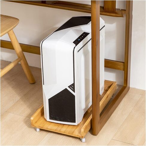 CPU Stand Bracket Bracket PC CART Wood CPU Tower ، برج سطح المكتب المتنقل ، مع الحاجز ، مع 4 عجلات من برج الكمبيوتر حامل in Saudi Arabia