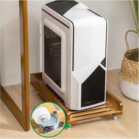 CPU Stand Bracket Bracket PC CART Wood CPU Tower ، برج سطح المكتب المتنقل ، مع الحاجز ، مع 4 عجلات من برج الكمبيوتر حامل in Saudi Arabia