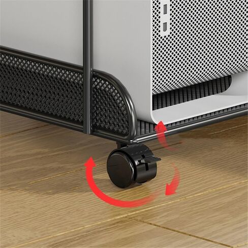 CPU Tower Stand Black PC Tower Stand 2 Tier CPU Holder Stand Metal Mobile Computer Tower Cart Home Mobile Host Case with Wheels (S) in Saudi Arabia