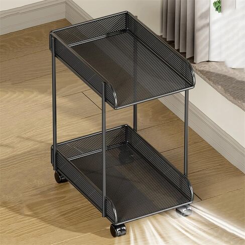 CPU Tower Stand Black PC Tower Stand 2 Tier CPU Holder Stand Metal Mobile Computer Tower Cart Home Mobile Host Case with Wheels (S) in Saudi Arabia