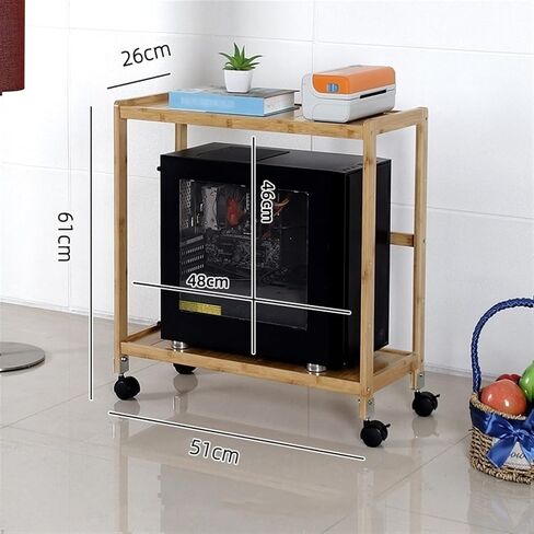 CPU Stand PC Tower Stand ، حامل وحدة المعالجة المركزية ذات الطبقات 2 من مستويين ، موقف CASE PC Mobile مع عجلات (طبيعية 59 * 26 * 61 سم) in Saudi Arabia