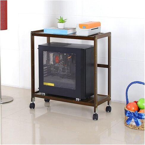 CPU Stand PC Tower Stand ، حامل وحدة المعالجة المركزية ذات الطبقات 2 من مستويين ، موقف CASE PC Mobile مع عجلات (طبيعية 59 * 26 * 61 سم) in Saudi Arabia