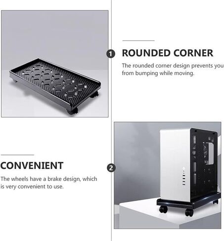 CPU Stand Desktop PC Tower Stand Floor Mobile PC CART ، تحت حامل وحدة المعالجة المركزية المكتبية مع 4 عجلات من العجلات (أسود) in Saudi Arabia