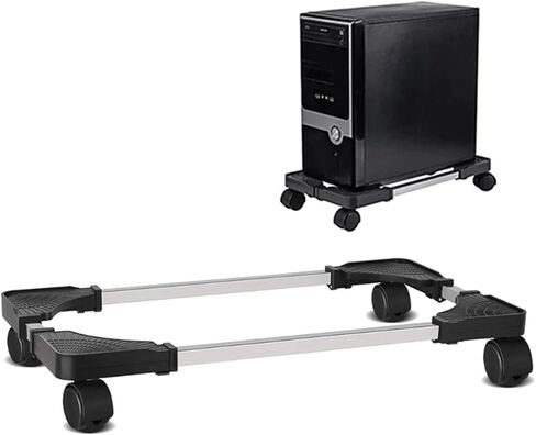 Mobile CPU Stand, Adjustable CPU Holder PC Host Cooling Chassis Bracket with Locking Caster Wheel, Scalable PC Tower Stand(White) in Saudi Arabia