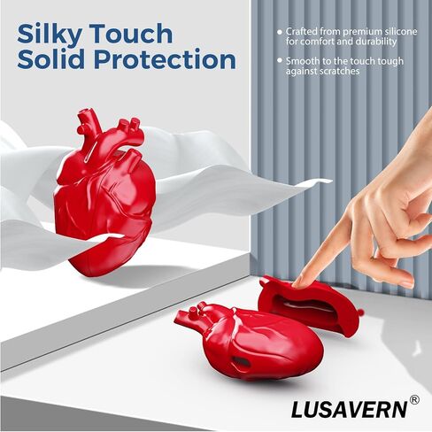 AirPods Pro 2 Case – Heart-Shaped Silicone Protective Cover with Keychain Shockproof Design Compatible with AirPods Pro 2nd Generation (Red) in Saudi Arabia