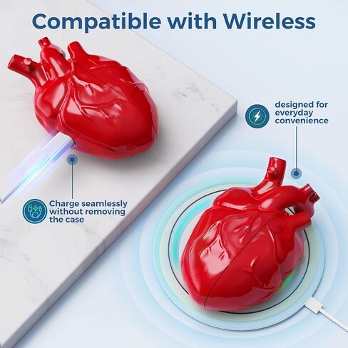AirPods Pro 2 Case – Heart-Shaped Silicone Protective Cover with Keychain Shockproof Design Compatible with AirPods Pro 2nd Generation (Red) in Saudi Arabia