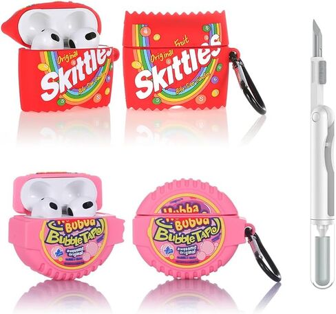 (2Pack+Cleaner Pen) XMBYGY Case for Apple AirPods 3rd Generation Wireless Earbuds with Cleaning Pen Kit, Silicone Cute Charging Case Shockproof Protective Cover and Carabiner for AirPods 3 (ST+AOD) in Kuwait