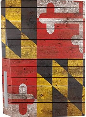 Skinit Skinit Gaming Gaming Skiner مع حزمة PS5 - Maryland Flag Dark Wood Design in Kuwait