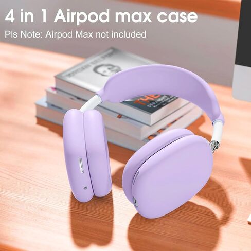 غطاء الحالة لسماعات الهواء الأقصى Airpods ، 4 من 1 في 1 ناعمة من الجلد TPU مضاد للخلع ، والملحقات الشفافة الغطاء الوقائي فائقة ل Apple Airpods Max USB-C (2024/2020) ، وردي in Kuwait