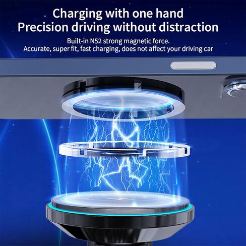 15W لشاحن MAG-SAFE CAR MOUNT ، Bling Magnetic Wireless Car Charger for Women ، Hands Free Car Phone Mount Mount in Kuwait