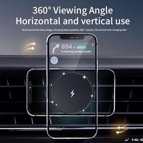 15W لشاحن MAG-SAFE CAR MOUNT ، Bling Magnetic Wireless Car Charger for Women ، Hands Free Car Phone Mount Mount in Kuwait