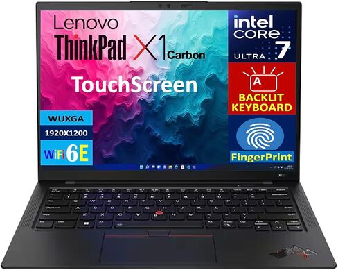 Lenovo ThinkPad X1 Carbon AI Business Labstop 14.0 "شاشة تعمل باللمس Wuxga (Intel Core Ultra 7 155U ، 32GB LPDDR5X ، 1TB PCIE SSD ، Win 11 Home) W/MS 365 Personal ، DKZ USB Port Expander in Saudi Arabia