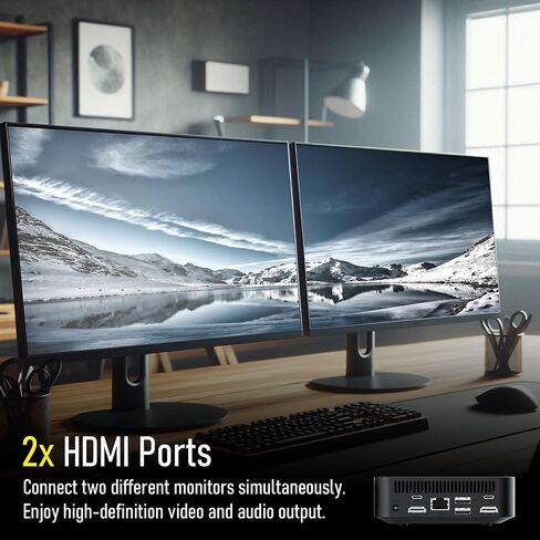 F8C Mini PC, Intel Alder Lake-N N100, 8GB DDR4, 256GB M.2 SSD, Support 4K, 2 Display, HDMI x 2, USB3.2 Gen1 x 2, USB2.0 x 2, Type-C x 2, WiFi6/BT5.2, GB LAN in Kuwait