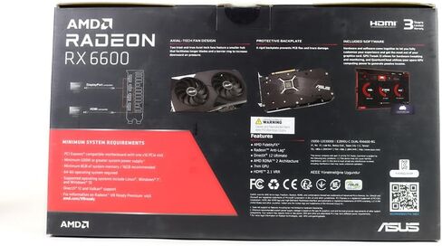 Asus Dual Amd Radeon ™ Rx 6600 8GB GDDR6 Gaming Card (AMD RDNA ™ 2 ، PCIE 4.0 ، 8GB GDDR6 MEMIMENT ، HDMI 2.1 ، DisplayPort 1.4A ، تصميم مروحة محور توت ، 0DB تقنية) (متجددة) in Kuwait