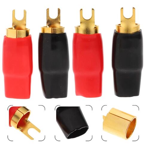 Gatuida 2 أزواج من النحاس Golden Plated 0 Gauge Spade Terminal Crimp Connsors Spade Fork Connsors Plugs Prestbar in Kuwait