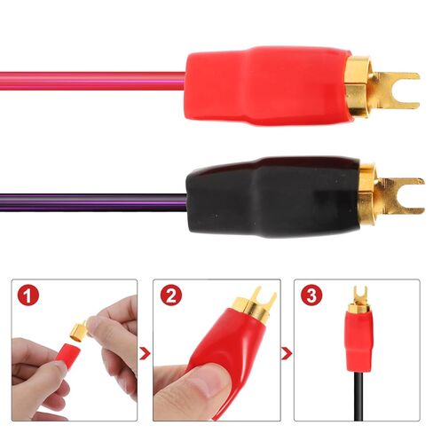Gatuida 2 أزواج من النحاس Golden Plated 0 Gauge Spade Terminal Crimp Connsors Spade Fork Connsors Plugs Prestbar in Kuwait