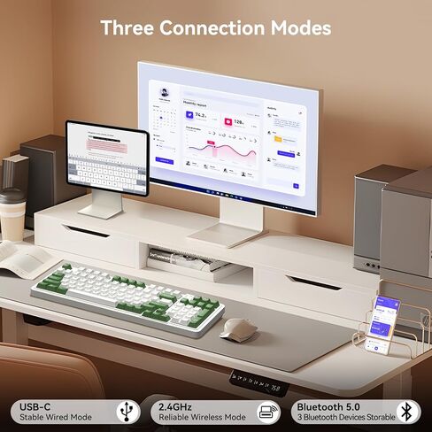 AUSDOM 98Pro Wireless Mechanical Keyboard, Triple Mode Hot-swappable Gaming Keyboard with Bluetooth 5.0, Gasket Structure, Adjustable White Backlight, Silent Keys for Windows/Mac/PC-Black& Pink in Kuwait