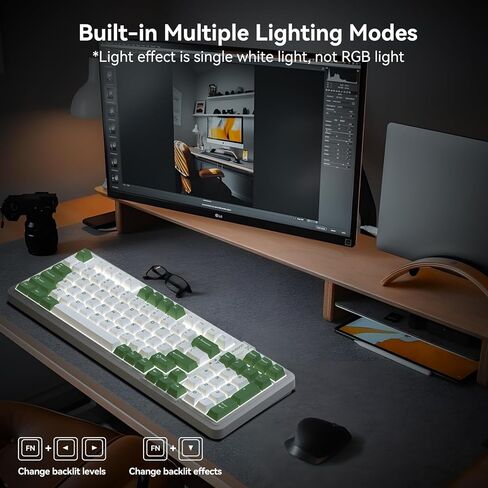 AUSDOM 98Pro Wireless Mechanical Keyboard, Triple Mode Hot-swappable Gaming Keyboard with Bluetooth 5.0, Gasket Structure, Adjustable White Backlight, Silent Keys for Windows/Mac/PC-Black& Pink in Kuwait