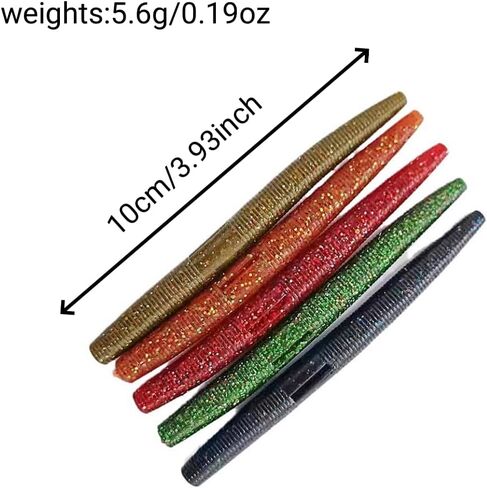 10PCS Spaghetti Worm Soft Bait - Great for Bass Fishing with Lead Insert, Slow Falling and Sinking, Ideal for Inverted Jigging, Colorful in Saudi Arabia