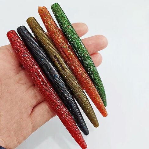 10PCS Spaghetti Worm Soft Bait - Great for Bass Fishing with Lead Insert, Slow Falling and Sinking, Ideal for Inverted Jigging, Colorful in Saudi Arabia