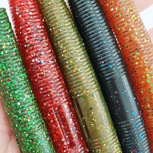 10PCS Spaghetti Worm Soft Bait - Great for Bass Fishing with Lead Insert, Slow Falling and Sinking, Ideal for Inverted Jigging, Colorful in Saudi Arabia