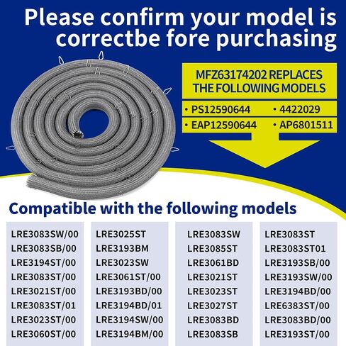 MFZ63174202 حشية باب الفرن (25 مقاطع تصاعد) لـ LG ، قابلة للاستبدال MFZ63174201 4422029 AP6801511 PS12590644 EAP12590644 ETC ، CONFICAL in Kuwait