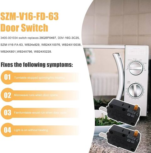 4-Pack SZM-V16-FA-63 Microwave Door التبديل لـ Samsung LG GE STARION SZM-V16-63 SZM-V16-FA63 D3V-16G-3C25 D3V-16 28QBP0497 GSM-V1603A2 GSM-V0303A2 W103460 340503460 340503460 3405050340340340340340340340340340505503460 34050503403403A2. جديد) in Saudi Arabia