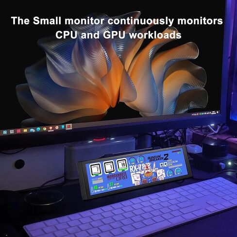 7.84 بوصة HD Mini Monitor 1280 × 400 IPS شاشة LCD تمتد مع غلاف لسرعة الكمبيوتر المحمول درجة حرارة AIDA64I مراقبة GPU الشاشة الثانوية in Kuwait