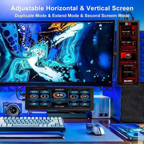 7.84 بوصة HD Mini Monitor 1280 × 400 IPS شاشة LCD تمتد مع غلاف لسرعة الكمبيوتر المحمول درجة حرارة AIDA64I مراقبة GPU الشاشة الثانوية in Kuwait