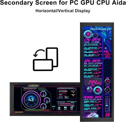 7.84 بوصة HD Mini Monitor 1280 × 400 IPS شاشة LCD تمتد مع غلاف لسرعة الكمبيوتر المحمول درجة حرارة AIDA64I مراقبة GPU الشاشة الثانوية in Kuwait
