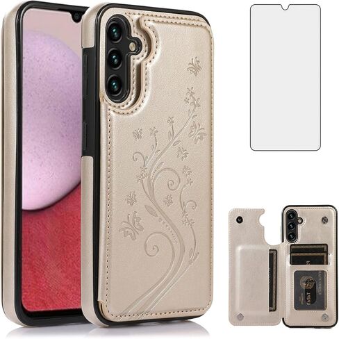 علبة الهاتف ASUWISH لـ Samsung Galaxy A14 5G مع حامل بطاقة حامي الشاشة الزجاجية المقسّر in Saudi Arabia