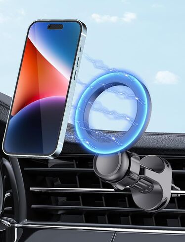 Super Magnets-Magnetic Car Phone Mount و Air Veh Phone حامل ، حامل سيارة مغناطيسي لجهاز iPhone 16 15 14 13 12 Pro Max Plus ، O-Black in Saudi Arabia