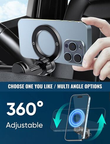 Super Magnets-Magnetic Car Phone Mount و Air Veh Phone حامل ، حامل سيارة مغناطيسي لجهاز iPhone 16 15 14 13 12 Pro Max Plus ، O-Black in Saudi Arabia