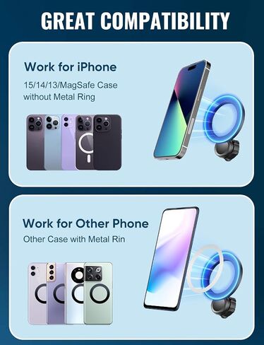 Super Magnets-Magnetic Car Phone Mount و Air Veh Phone حامل ، حامل سيارة مغناطيسي لجهاز iPhone 16 15 14 13 12 Pro Max Plus ، O-Black in Saudi Arabia