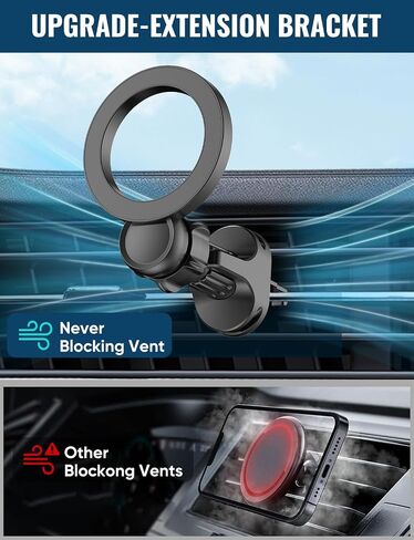 Super Magnets-Magnetic Car Phone Mount و Air Veh Phone حامل ، حامل سيارة مغناطيسي لجهاز iPhone 16 15 14 13 12 Pro Max Plus ، O-Black in Saudi Arabia