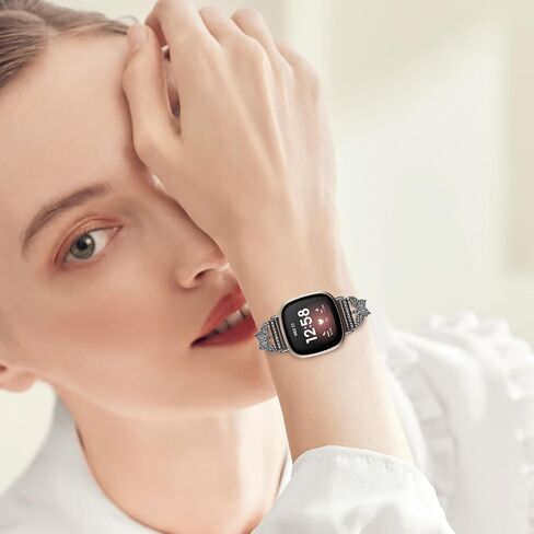 Bling Metal Band ، متوافق مع Fitbit Versa 4/Sense 2/Versa 3/Sense Band ، Diamond Butterfly Women Women Results for Fitbit Smartwatch in Saudi Arabia