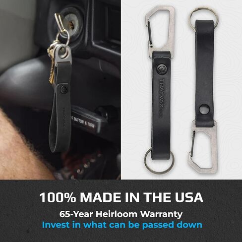 سلسلة مفاتيح Trayvax Keyton Clip Carabiner من الفولاذ المقاوم للصدأ، بني داكن، معدن أسود in Saudi Arabia